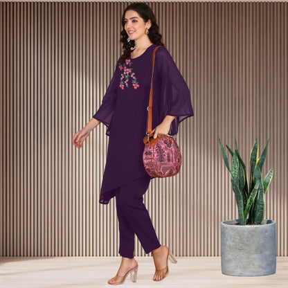 ✨ Women’s Sequins Embellished Asymmetric Top & Pant Set