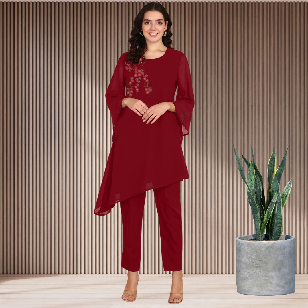 ✨ Women’s Sequins Embellished Asymmetric Top & Pant Set
