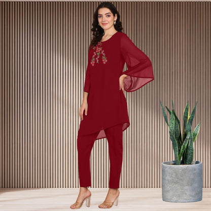 ✨ Women’s Sequins Embellished Asymmetric Top & Pant Set