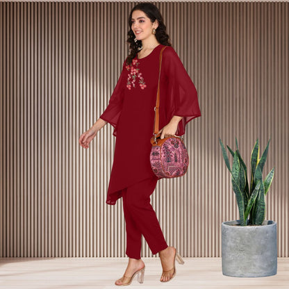 ✨ Women’s Sequins Embellished Asymmetric Top & Pant Set