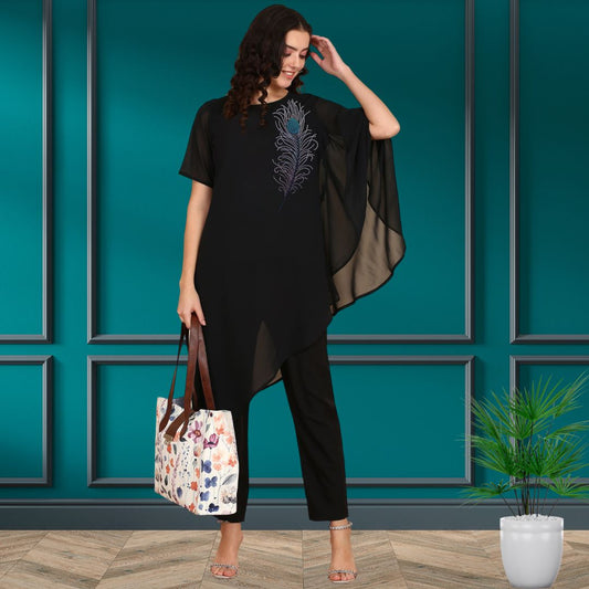 ✨ Women’s Sequins Embellished Asymmetric Top & Pant Set