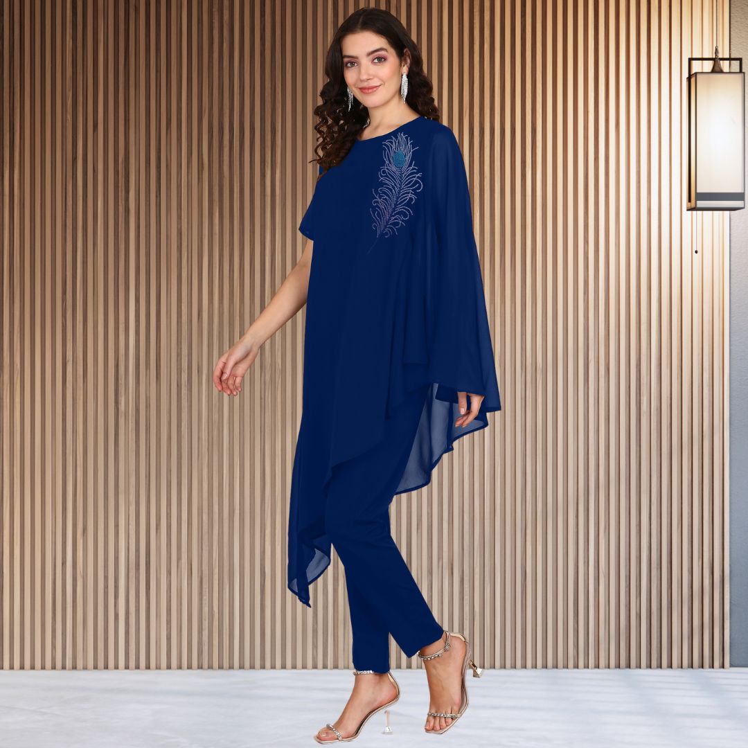 ✨ Women’s Sequins Embellished Asymmetric Top & Pant Set