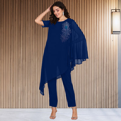 ✨ Women’s Sequins Embellished Asymmetric Top & Pant Set