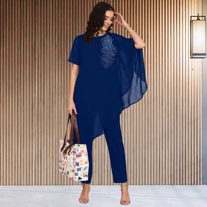 ✨ Women’s Sequins Embellished Asymmetric Top & Pant Set