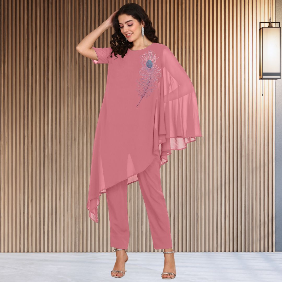 ✨ Women’s Sequins Embellished Asymmetric Top & Pant Set