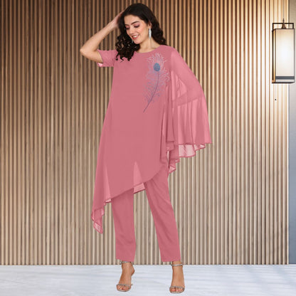 ✨ Women’s Sequins Embellished Asymmetric Top & Pant Set