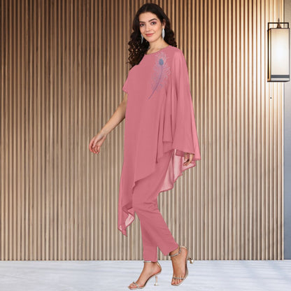 ✨ Women’s Sequins Embellished Asymmetric Top & Pant Set