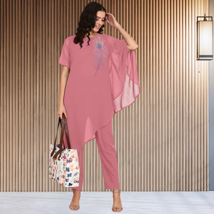 ✨ Women’s Sequins Embellished Asymmetric Top & Pant Set