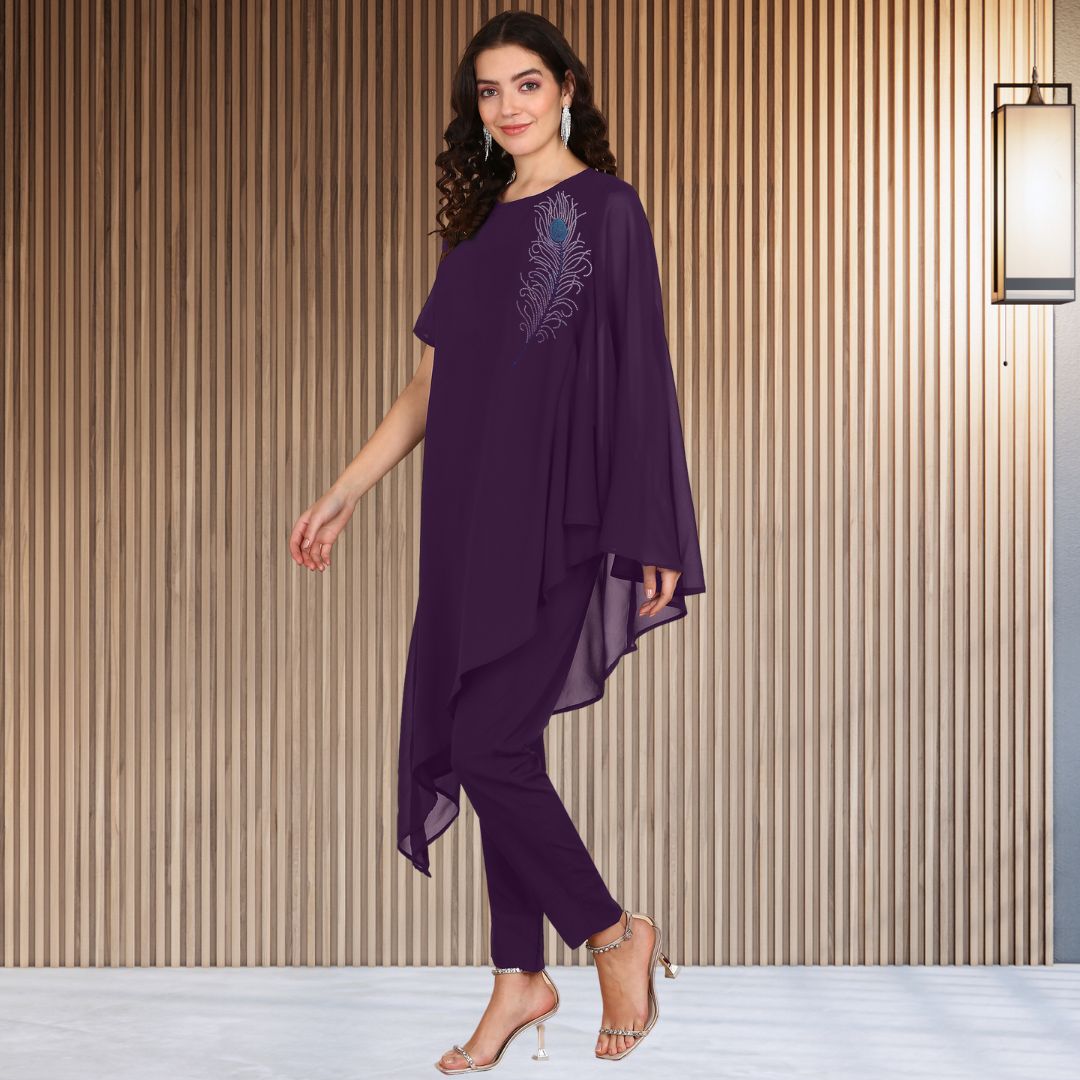✨ Women’s Sequins Embellished Asymmetric Top & Pant Set
