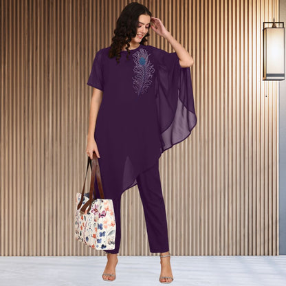 ✨ Women’s Sequins Embellished Asymmetric Top & Pant Set