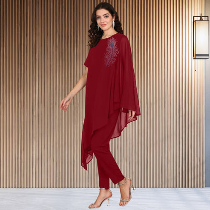 ✨ Women’s Sequins Embellished Asymmetric Top & Pant Set