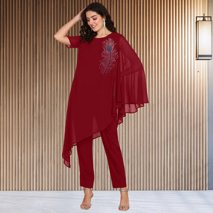 ✨ Women’s Sequins Embellished Asymmetric Top & Pant Set