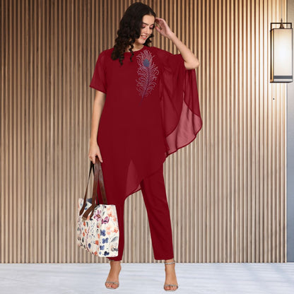 ✨ Women’s Sequins Embellished Asymmetric Top & Pant Set