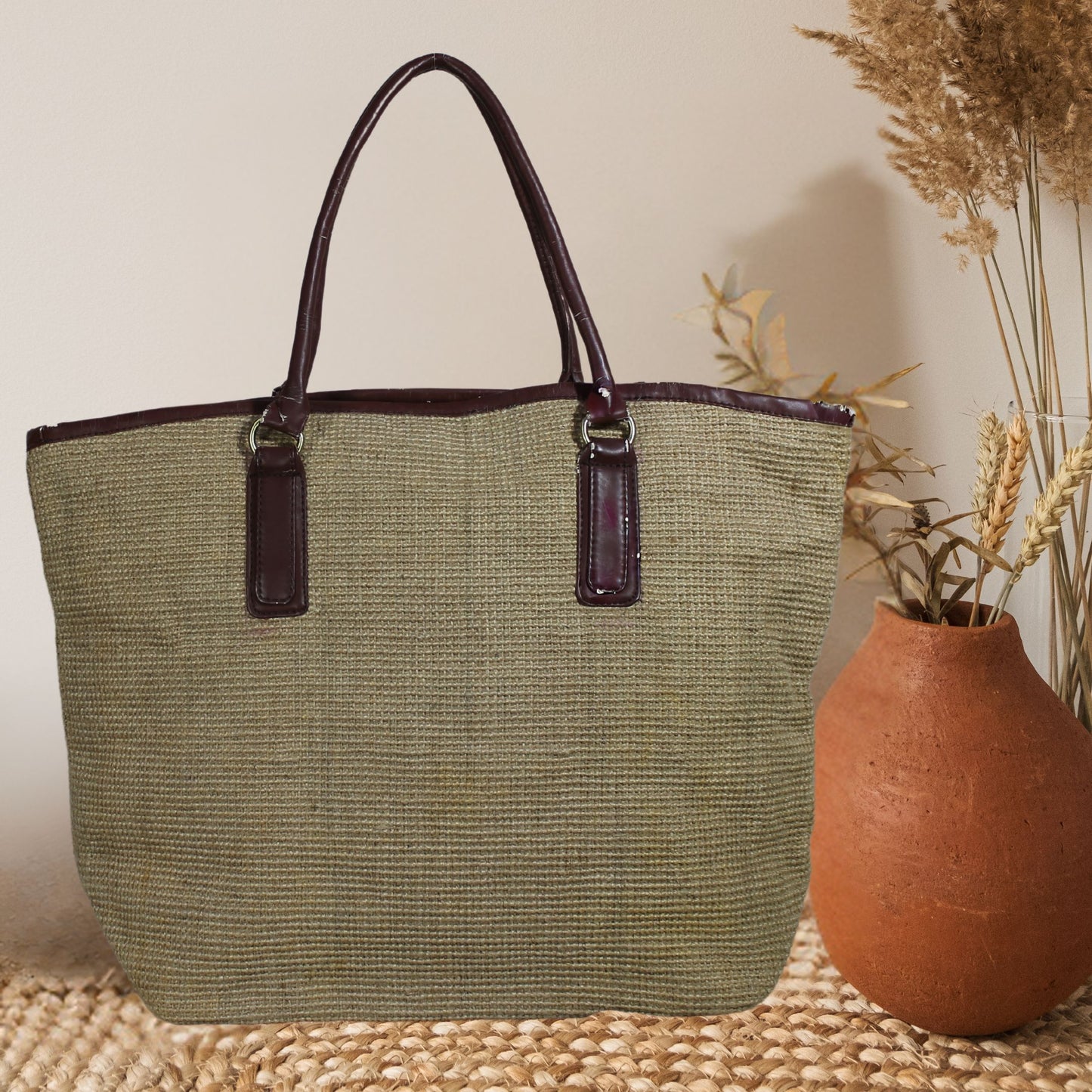 Woven Jute Tote Bag