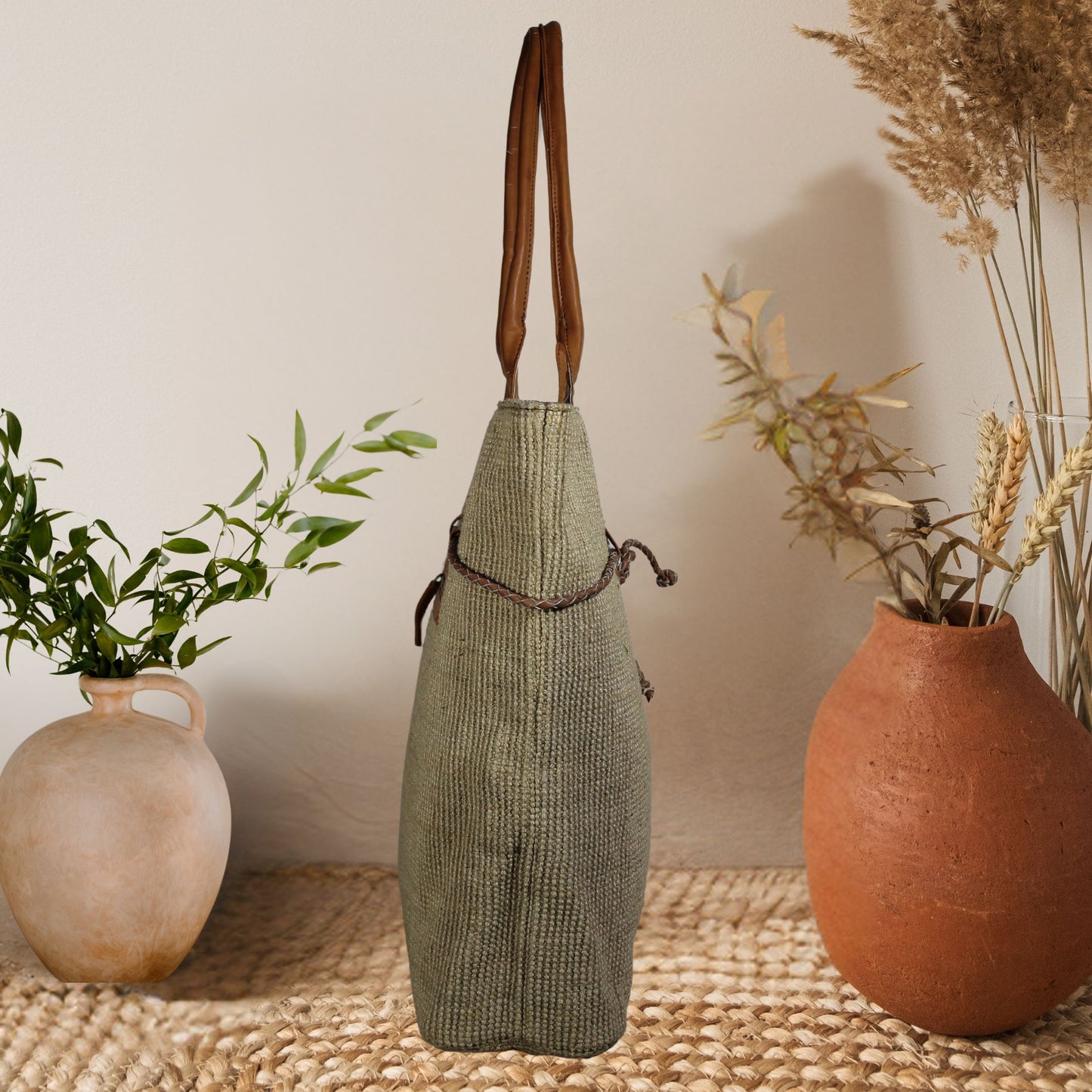 Woven Jute Drawstring Bag