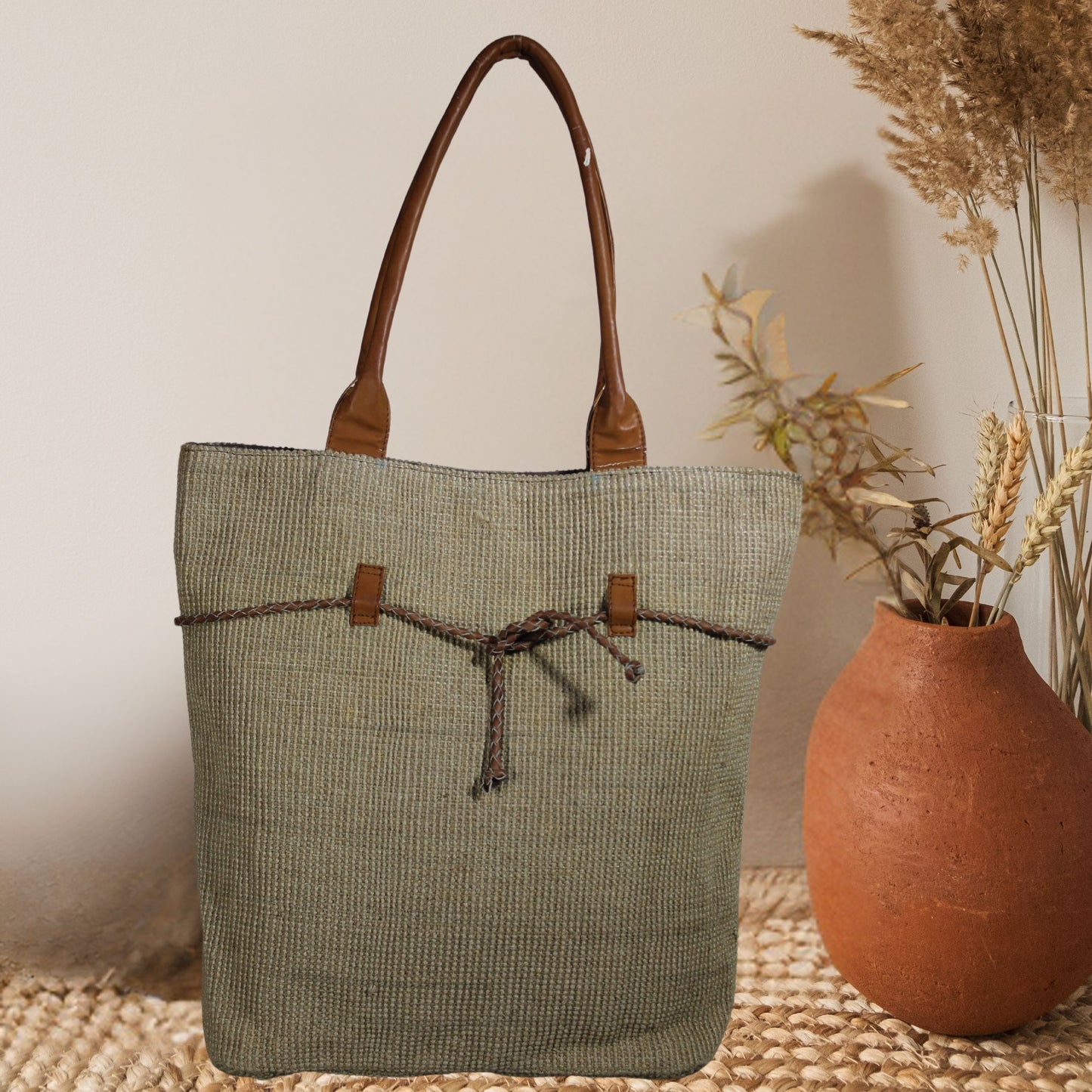 Woven Jute Drawstring Bag