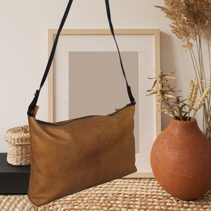 Women’s Tan Leather Crossbody Bag