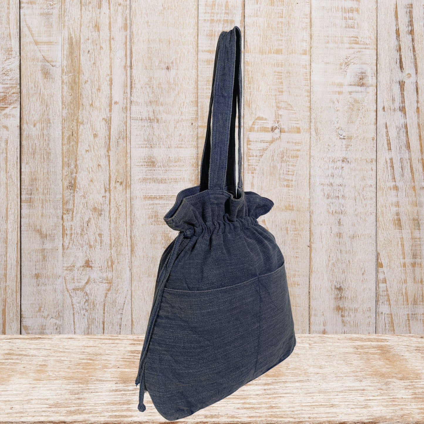 Stylish Linen Drawstring Tote Bag