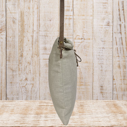 Classic Linen Tote Bag with Leather Straps