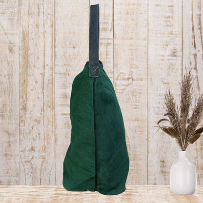 Large Hobo Bag with Suede Leather Strap