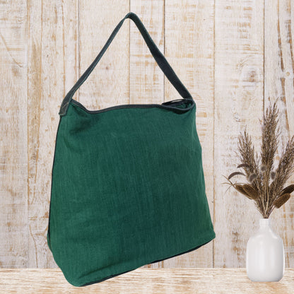 Large Hobo Bag with Suede Leather Strap