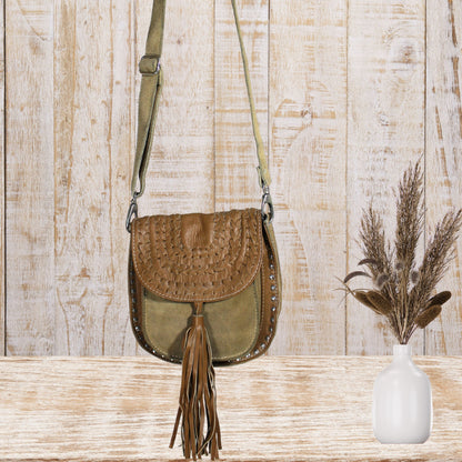 Suede & Leather Saddle Bag