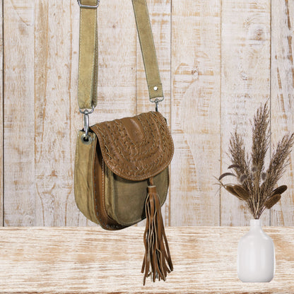 Suede & Leather Saddle Bag
