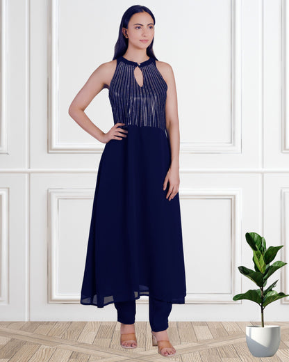 Elegant Sequins Embellished  Tunic & Pant Set