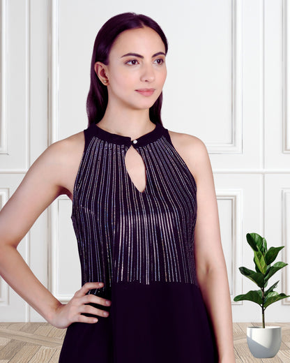 Elegant Sequins Embellished Tunic with Matching Pants for Women