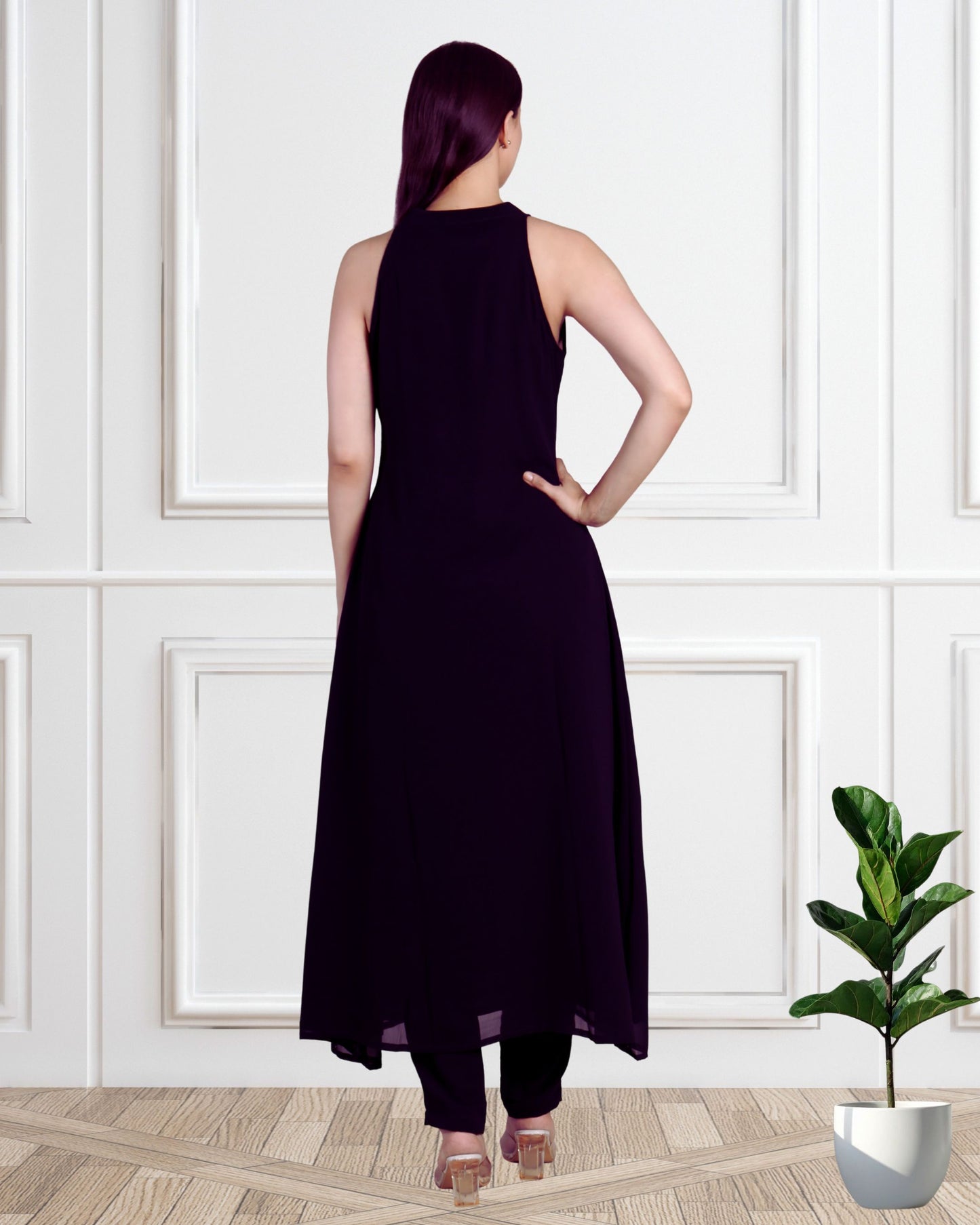 Elegant Sequins Embellished Tunic with Matching Pants for Women