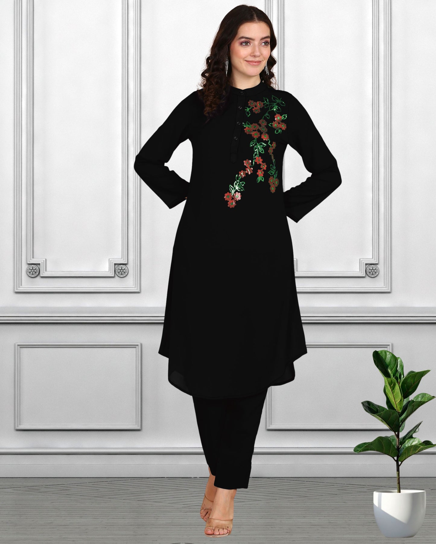 Premium Rayon Co-Ord Set for Women with Sequin Work – Stylish Top & Pant Set