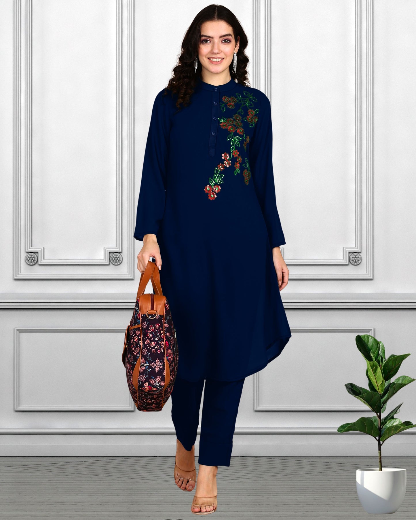 Sequin-Embellished Women’s Rayon Top & Pant Co-Ord Set – Festive & Party Wear