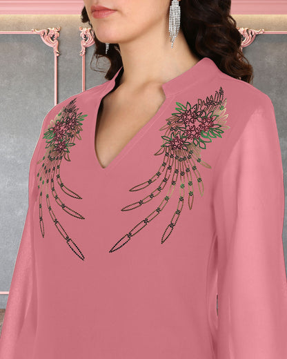 Elegant Georgette Co-Ord Set for Women with Sequin Motif Embellishment