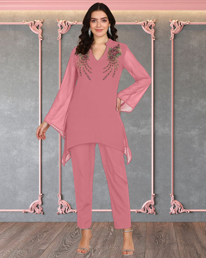 Elegant Georgette Co-Ord Set for Women with Sequin Motif Embellishment