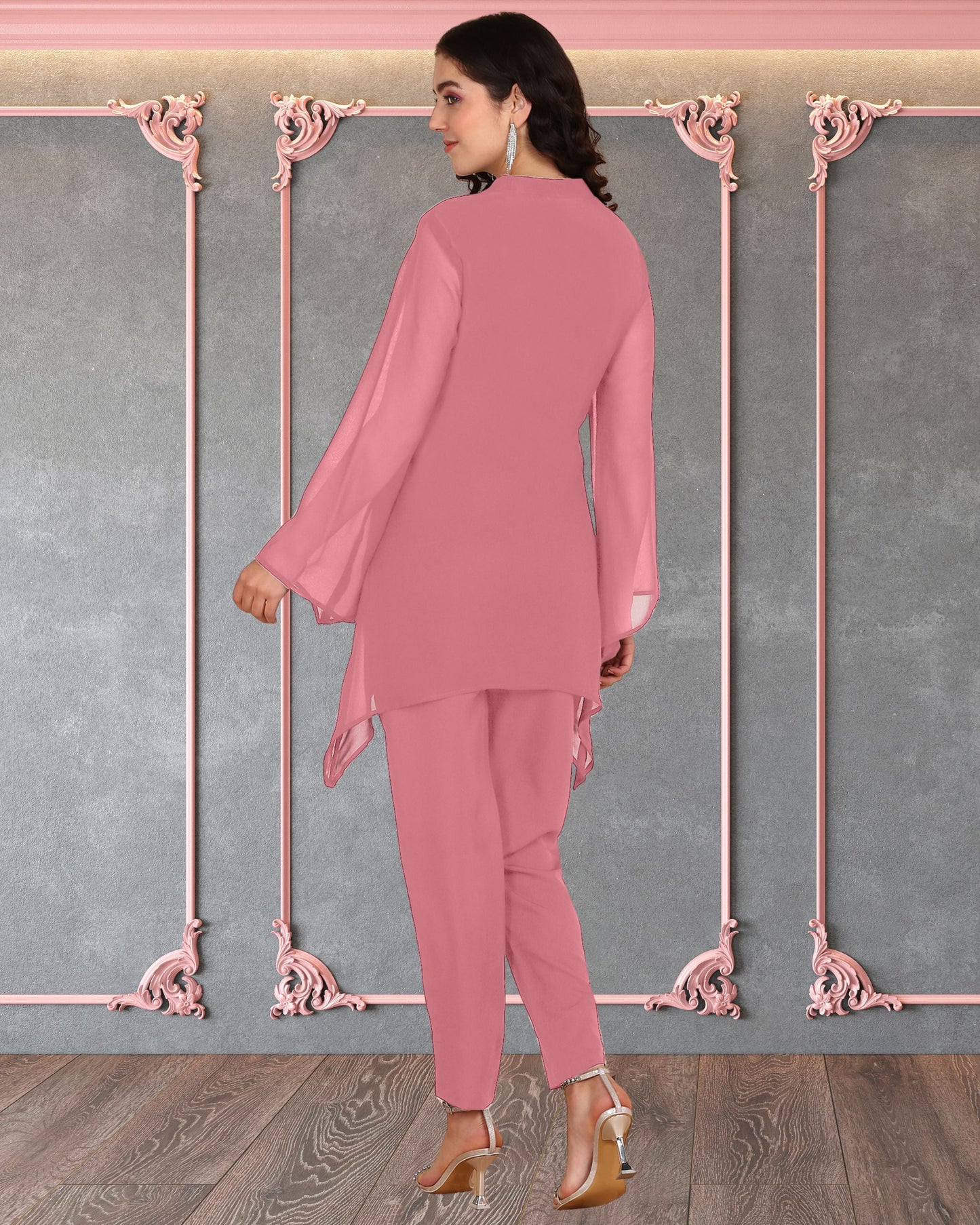 Elegant Georgette Co-Ord Set for Women with Sequin Motif Embellishment