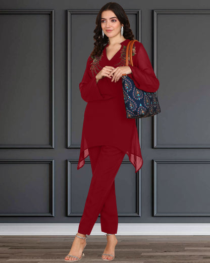 Elegant Georgette Co-Ord Set for Women with Sequin Motif Embellishment