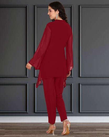 Elegant Georgette Co-Ord Set for Women with Sequin Motif Embellishment