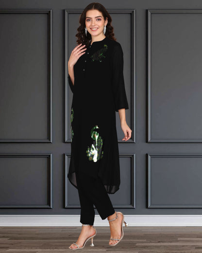 Sequin Embellished Women’s Georgette Top & Pant Co-Ord Set – Party & Festive Wear