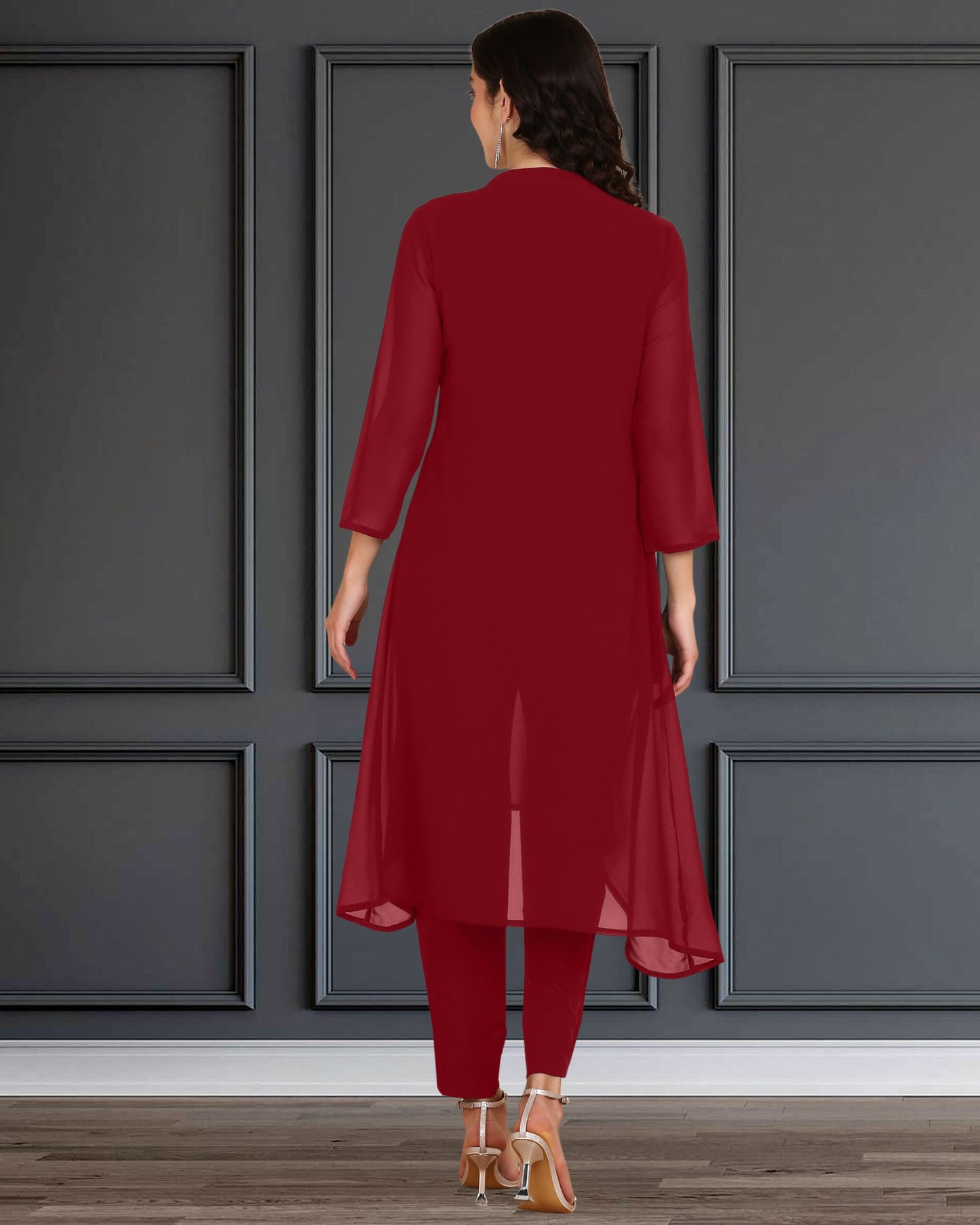 Sequin Embellished Women’s Georgette Top & Pant Co-Ord Set – Party & Festive Wear