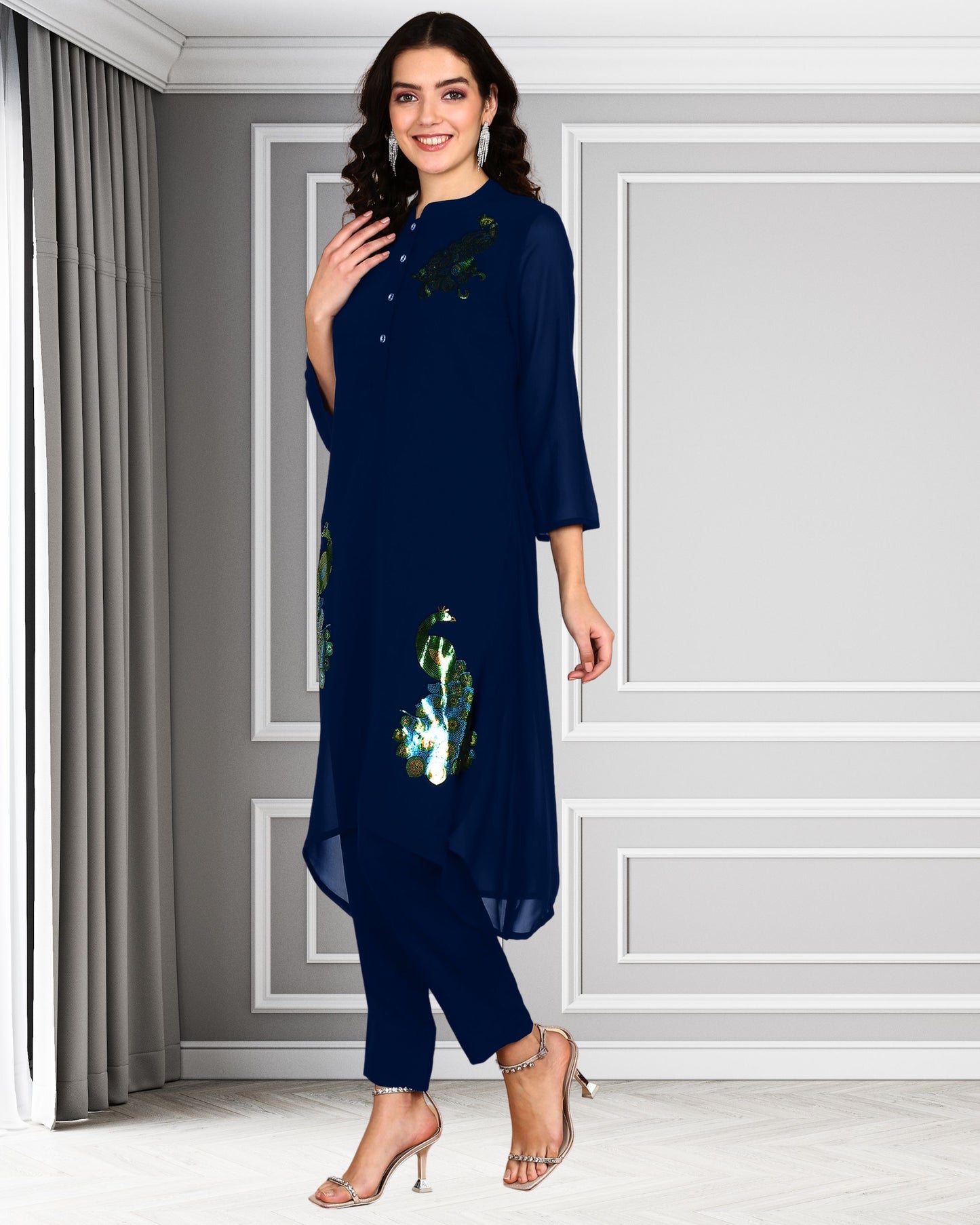 Designer Georgette Co-Ord Set for Women with Sequin Work – Stylish Top & Pant Set