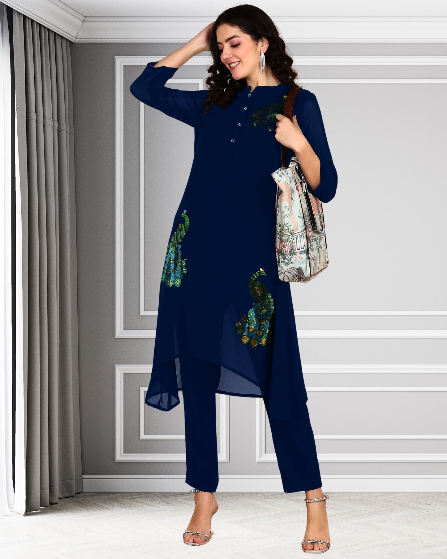 Designer Georgette Co-Ord Set for Women with Sequin Work – Stylish Top & Pant Set