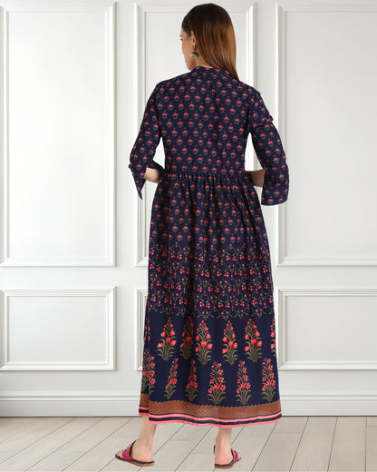 Floral Print Tunic with Chic Pleated Detail