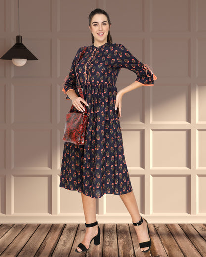 Floral Print Tunic with Chic Pleated Detail