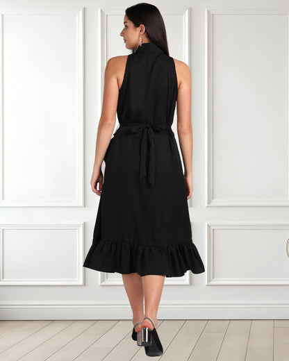 Elegant Polyester Dress with Frill Detailing