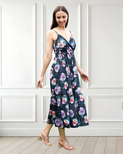 Printed Spandex spaghetti strap sleeveless Summer Dress – Effortless Style