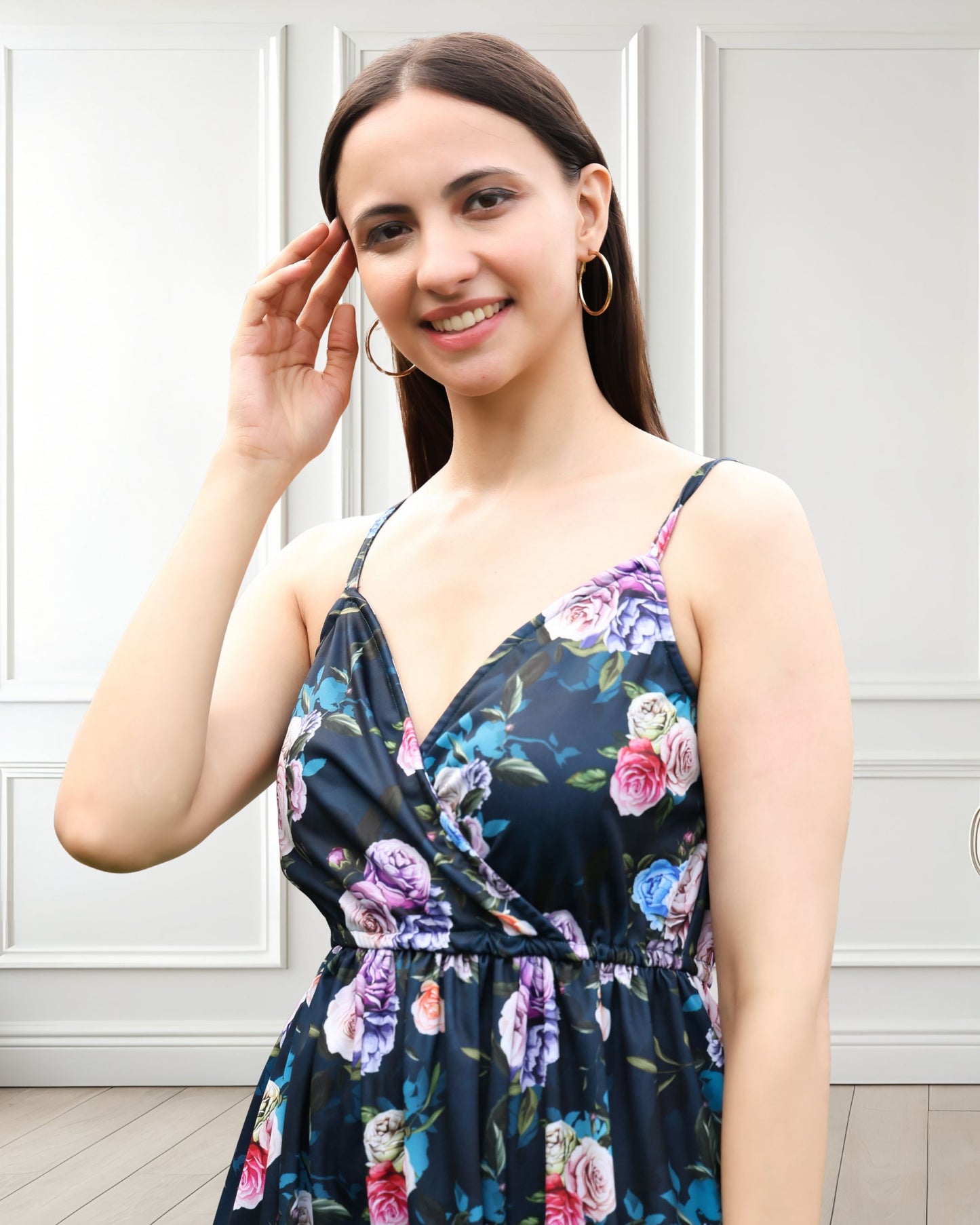 Printed Spandex spaghetti strap sleeveless Summer Dress – Effortless Style