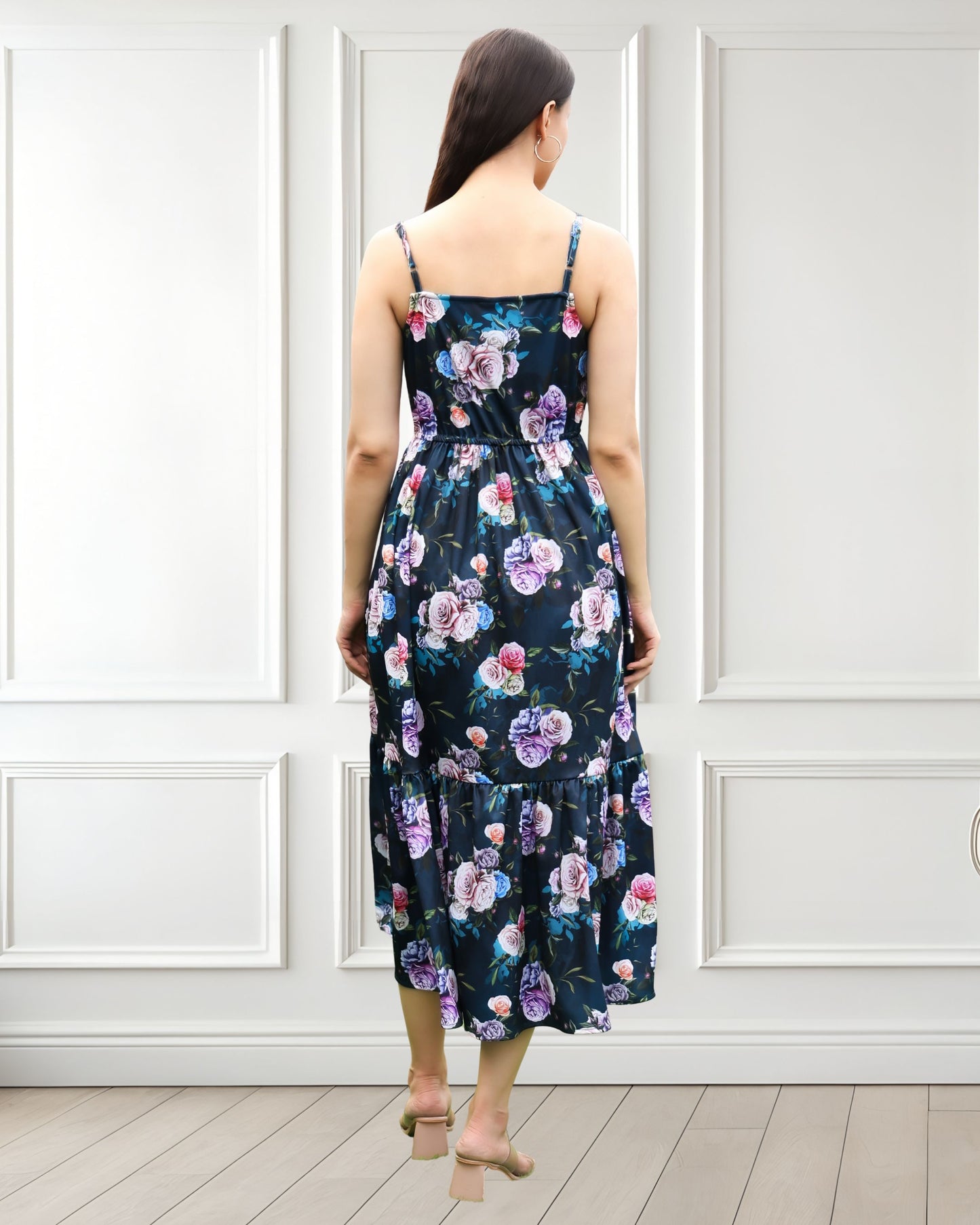 Printed Spandex spaghetti strap sleeveless Summer Dress – Effortless Style