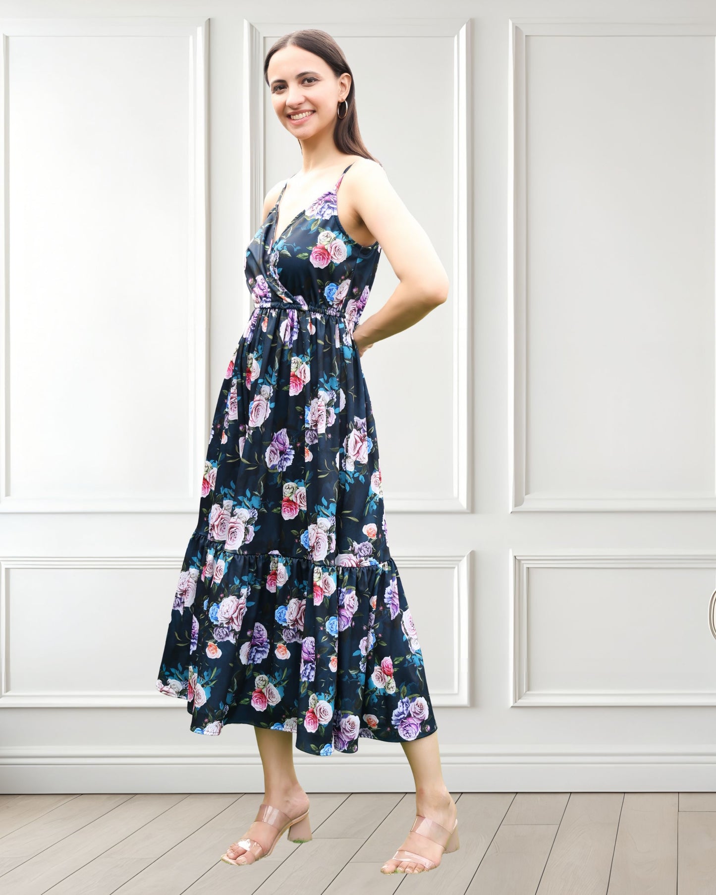 Printed Spandex spaghetti strap sleeveless Summer Dress – Effortless Style