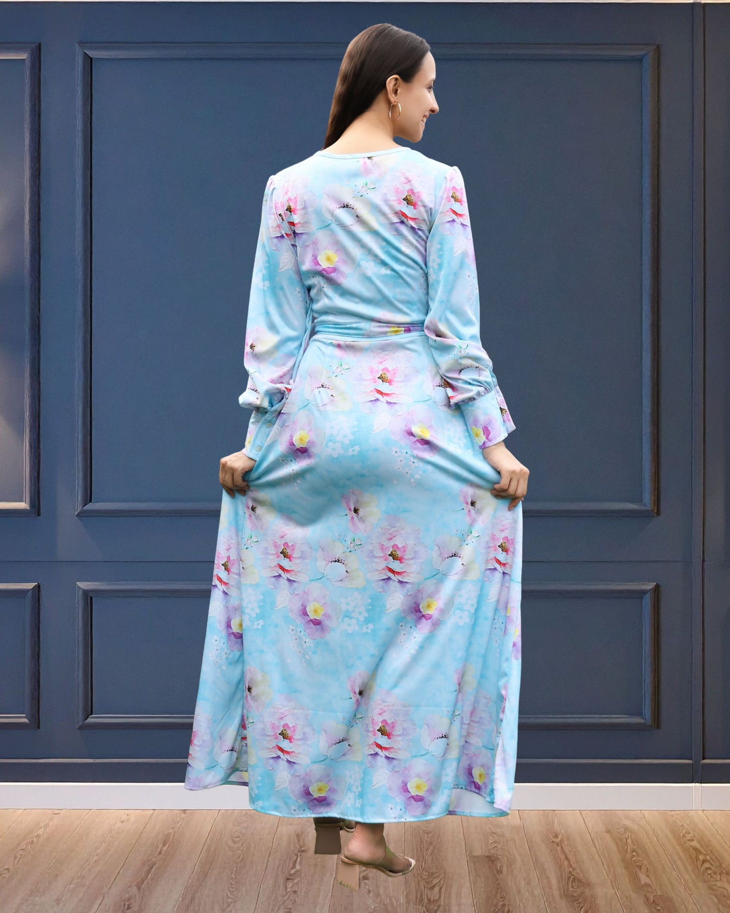 🌸 Floral Printed Spandex Dress – Stretchy, Stylish & Summer-Ready