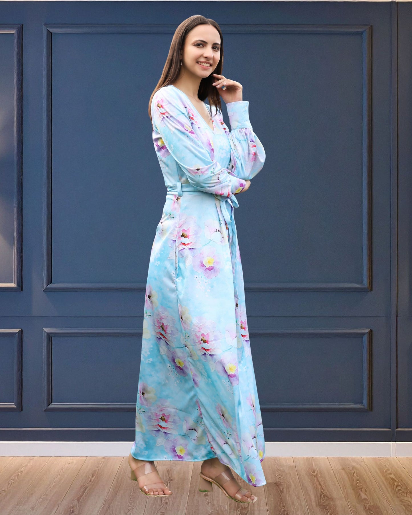 🌸 Floral Printed Spandex Dress – Stretchy, Stylish & Summer-Ready